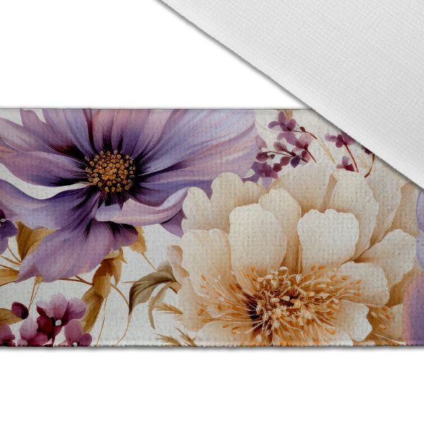 Panel für Kimono aus Kunstseide/ silky, verlängerter Schnitt, lila Blumen Vilma, Gr.L 