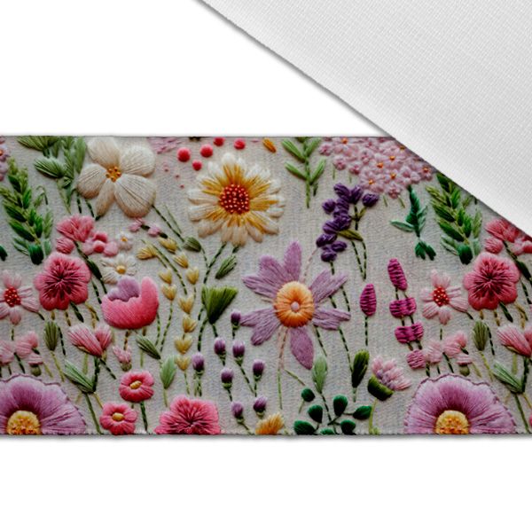 Jersey Stoff Takoy bestickte Blumen Violet - Imitation Digitaldruck