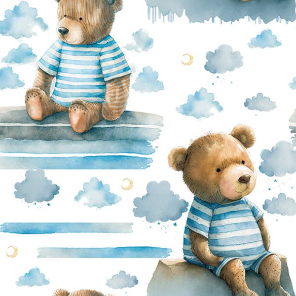 Panel für PUL Überhose Teddybär in den Wolken