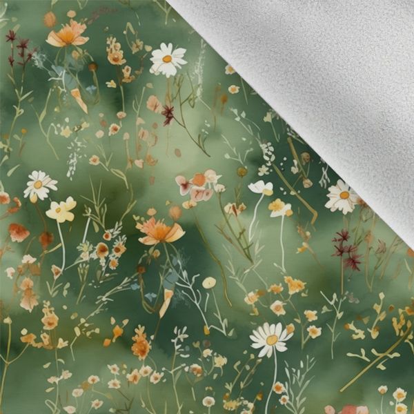Chiffon Glatt/Silky mini Blumen Dunkelgrün Victoria 