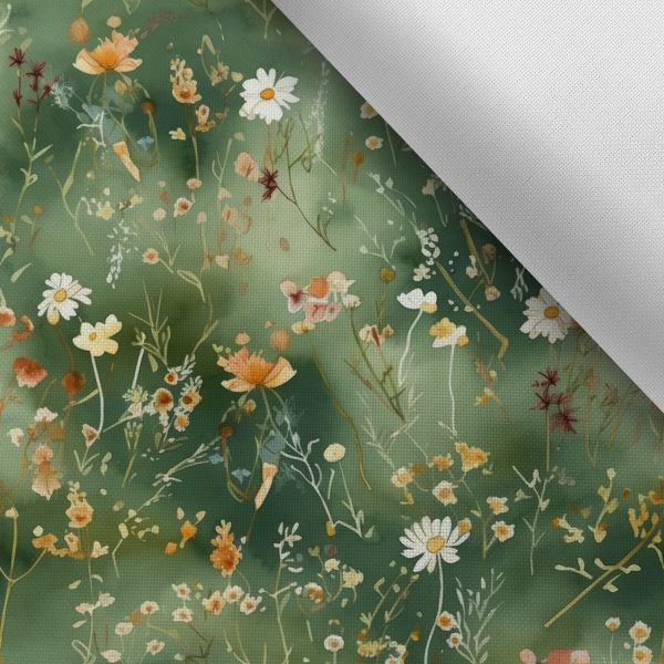 Chiffon Glatt/Silky mini Blumen Dunkelgrün Victoria 