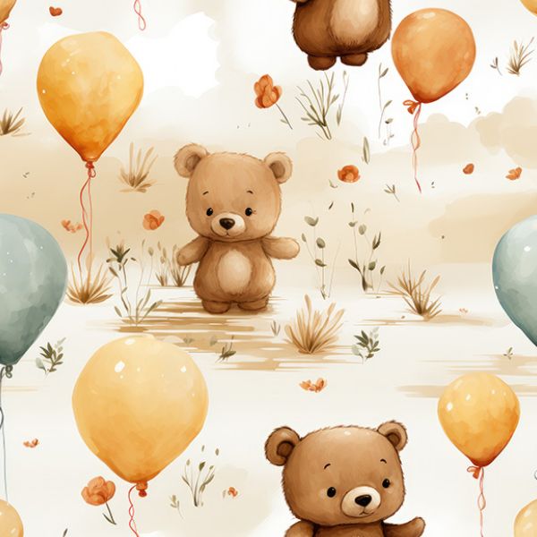 Baumwolle premium Takoy Teddybär und Luftballons