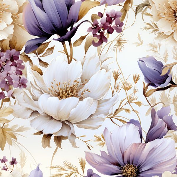 Baumwolle premium Takoy lila Blumen Vilma