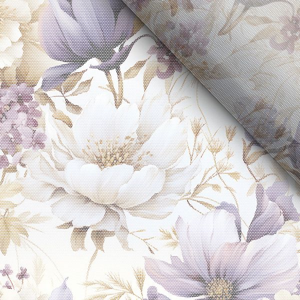Elastische Spitze 15 cm breit lila Blumen Vilma