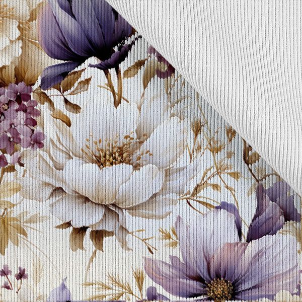 Kunstseide/silky elastisch lila Blumen Vilma