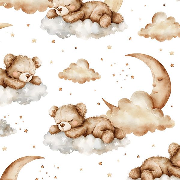 Baumwolle premium NELA PANEL M Teddybär auf Wolken