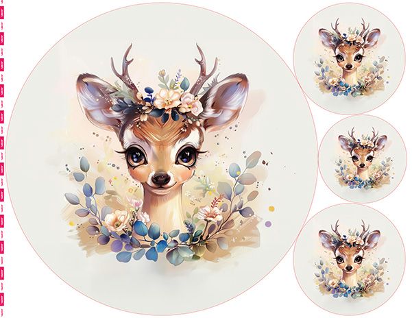 Panel für Spielmatte, wasserabweisender Polyester 49x49cm flowers deer