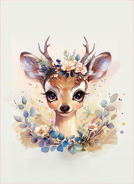 Jersey Takoy PANEL 50x60 cm flowers deer