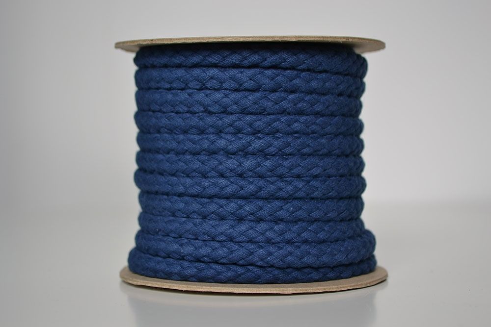 Geflochtene Baumwollschnur Blau 1 cm Premium