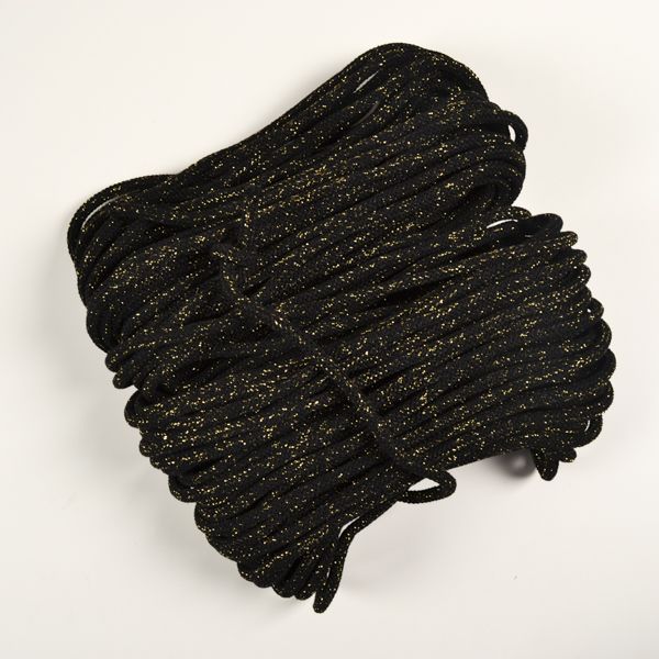 Baumwollkordell mit Lurex 7 mm premium schwarz