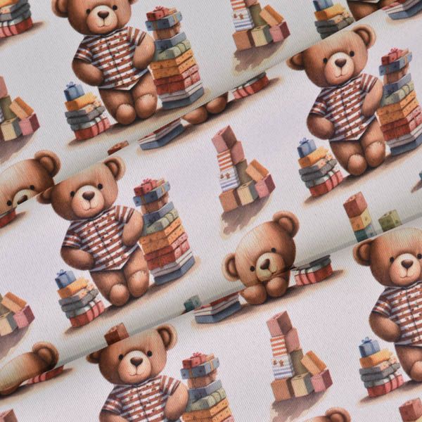 Panel - Spielzeugkiste/Gestepptes Ortalion Teddybär mit Würfeln