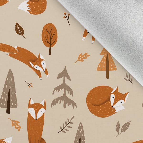 Wasserabweisender Polyester Füchse im Herbst beige 
