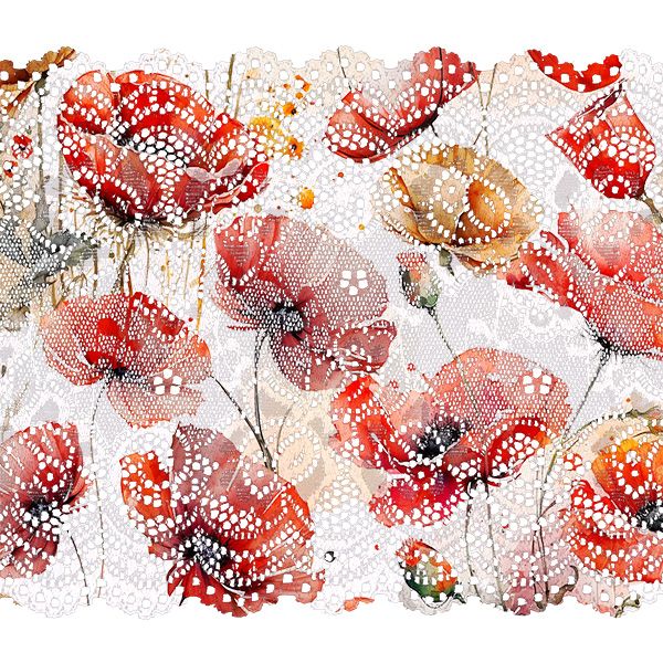 Viskose Webware 150 cm Mohnblumen gemalt