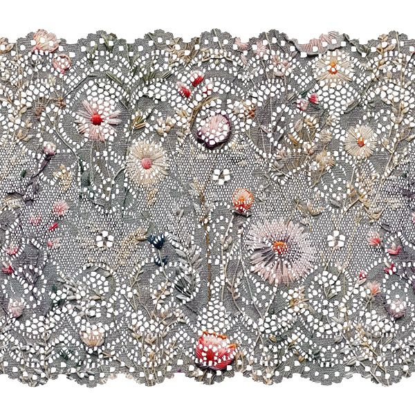 Viskose Webware 150cm bestickte Wiesenblumen - Imitation, grau Antonia
