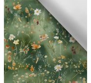 Wasserabweisender Polyester TD/NS mini Blumen dunkelgrün Victoria