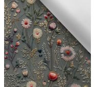 Wasserabweisender Polyester TD/NS bestickte Wiesenblumen - Imitation, grau Antonia