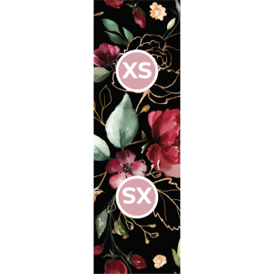 Textiletiketten 10 Stk- goldene Blumen schwarz XS