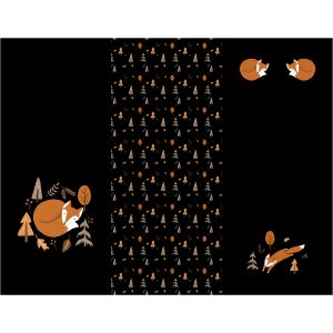 Panel für Fußsack wasserdichter Polyester 155x120 cm Fuchse im Herbst Schwarz