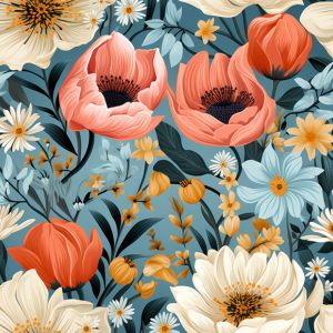 Kunstleder bedruckt romantische Blumen Blue 700g