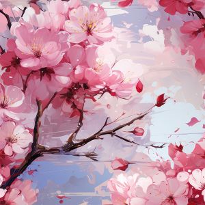 Kunstleder bedruckt Kirschblüten