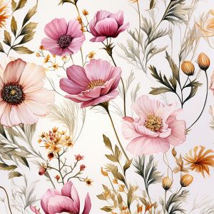 Kunstseide/ silky elastisch Sommerblumen Romantica