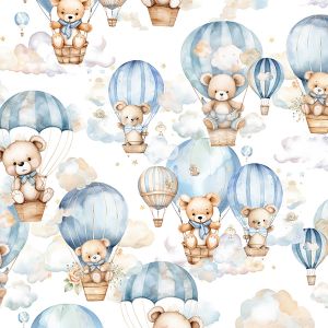 Panel für PUL Überhose Teddy im Luftballon blau