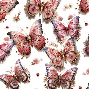 Jersey Stoff Takoy rosane Schmetterlinge