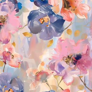 Kunstleder bedruckt Frühlingsblumen pastell Malerei