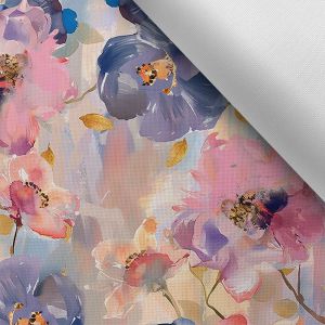 Wasserabweisender Polyester TD/NS Frühlingsblumen pastell Malerei