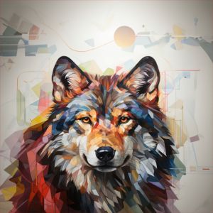 Wasserabweisender Polyester PANEL 50x50 geometrischer Wolf