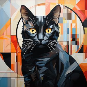 Wasserabweisender Polyester Panel 50x50 cm, schwarze Katze