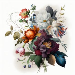 Jersey Stoff Takoy PANEL 75x75 cm illustrierte Blumen digitaldruck
