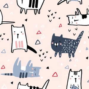 Panel für PUL Überhose  Pets Katzen Kinderzeichnung