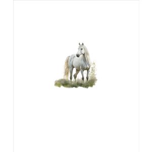 Jersey Stoff Takoy PANEL gemalte Pferde weiß 50x60