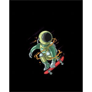 Panel für Rucksack 50x40 Astronaut auf dem Skateboard grün