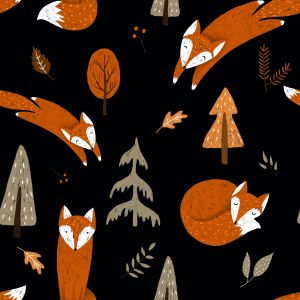 Panel für PUL Überhose Füchse im Herbst, schwarz