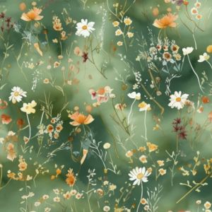 B-Ware - Samt /Velvet ELIZA Mini Blumen Dunkelgrün Victoria