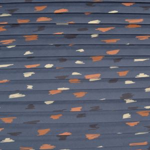 Glatter Chiffon/silky plissiert Kritzel Kratzel auf dunkelblau