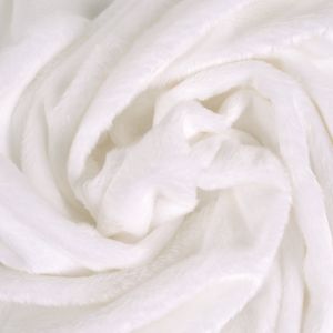 Minky Stoff glatt weiß mit langem Flor
