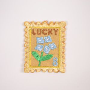 Bügelapplikation Briefmarke Lucky, gelb 