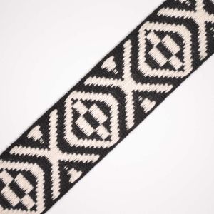 Besticktes Band 3,8 cm Etno schwarz-weiß