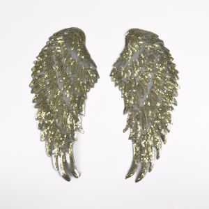 Bügelapplikation Pailletten Flügeln 27 cm, gold