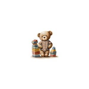 Sweat Stoff PANEL Takoy Teddybär mit Würfeln 50x60