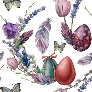 Gabardine Polyester Rongo Ostern- Blumen